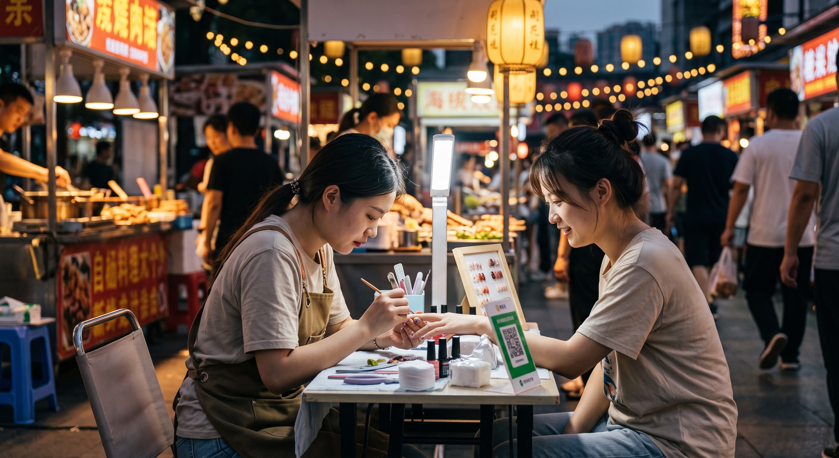夏天夜市摆摊地推拉新：用现场免费美甲精准斩获年轻女粉，3个关键动作