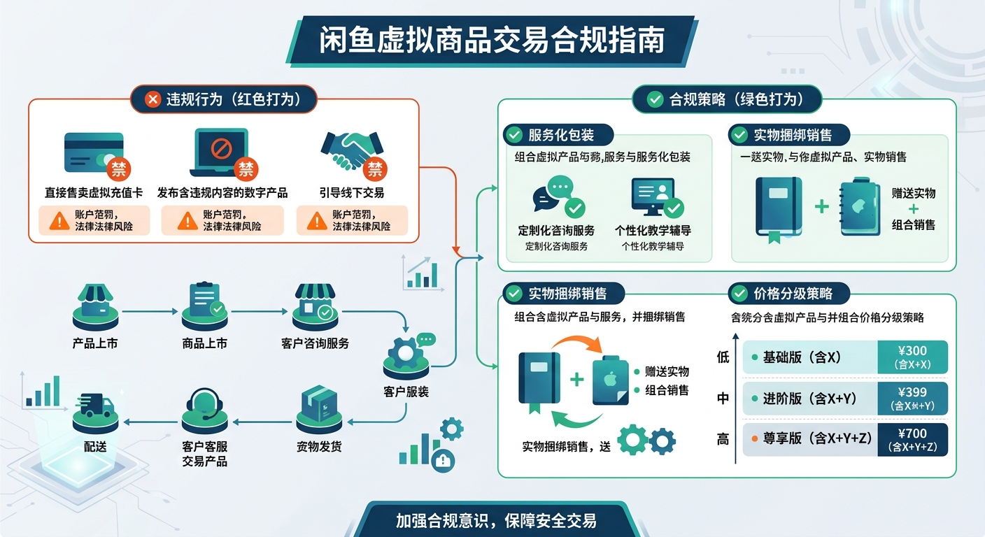 闲鱼卖虚拟商品防违规指南：拉新教程与源码如何合规上架