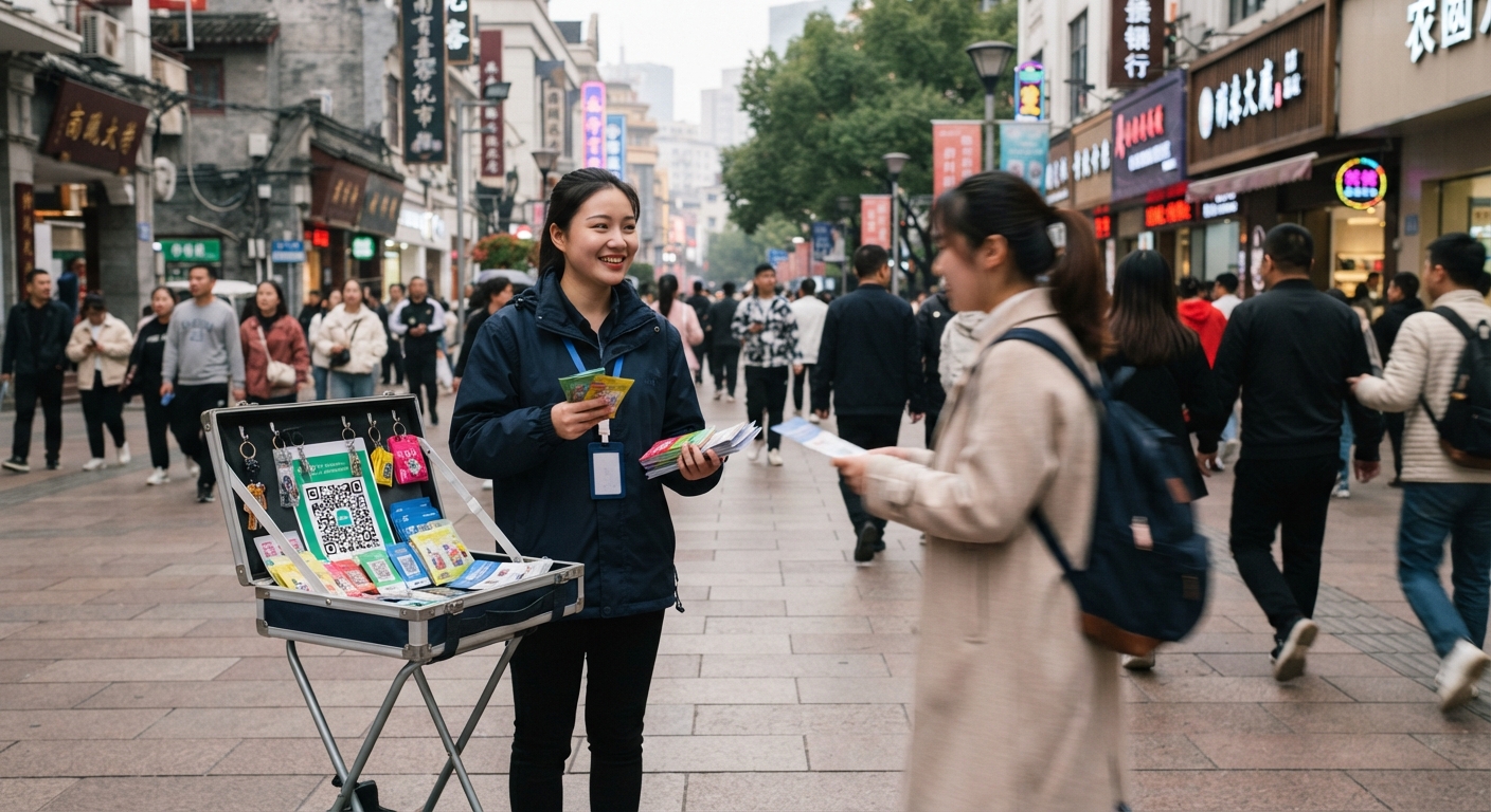 步行街流动地推游击战：不设固定展位靠移动托盘收单怎么做