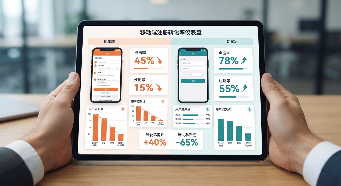 任务放单页移动端自适应UI设计：如何将落地页点击注册率提升20%