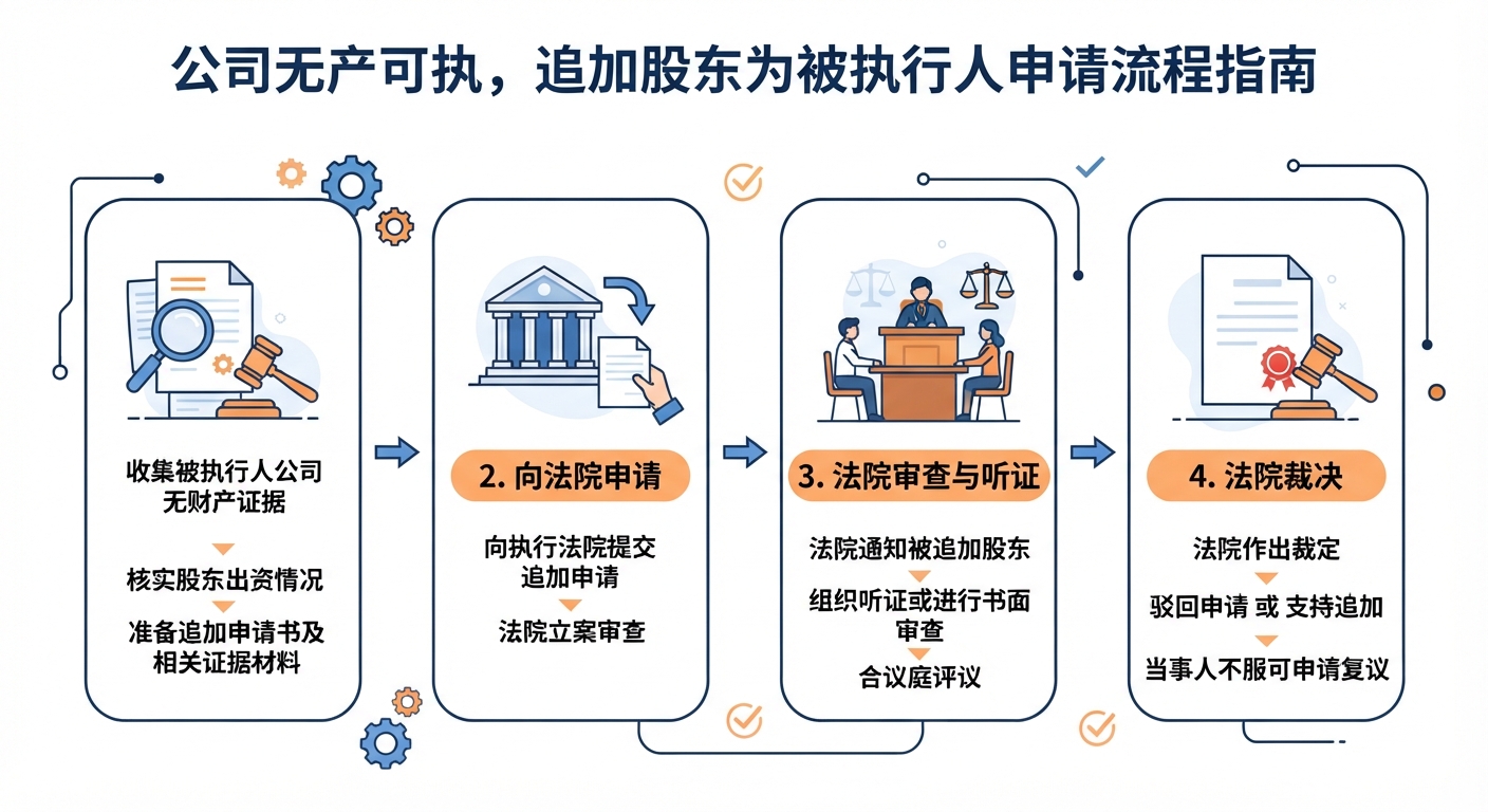 上游公司法人名下无资产，追加股东为被执行人的实操流程与卡点