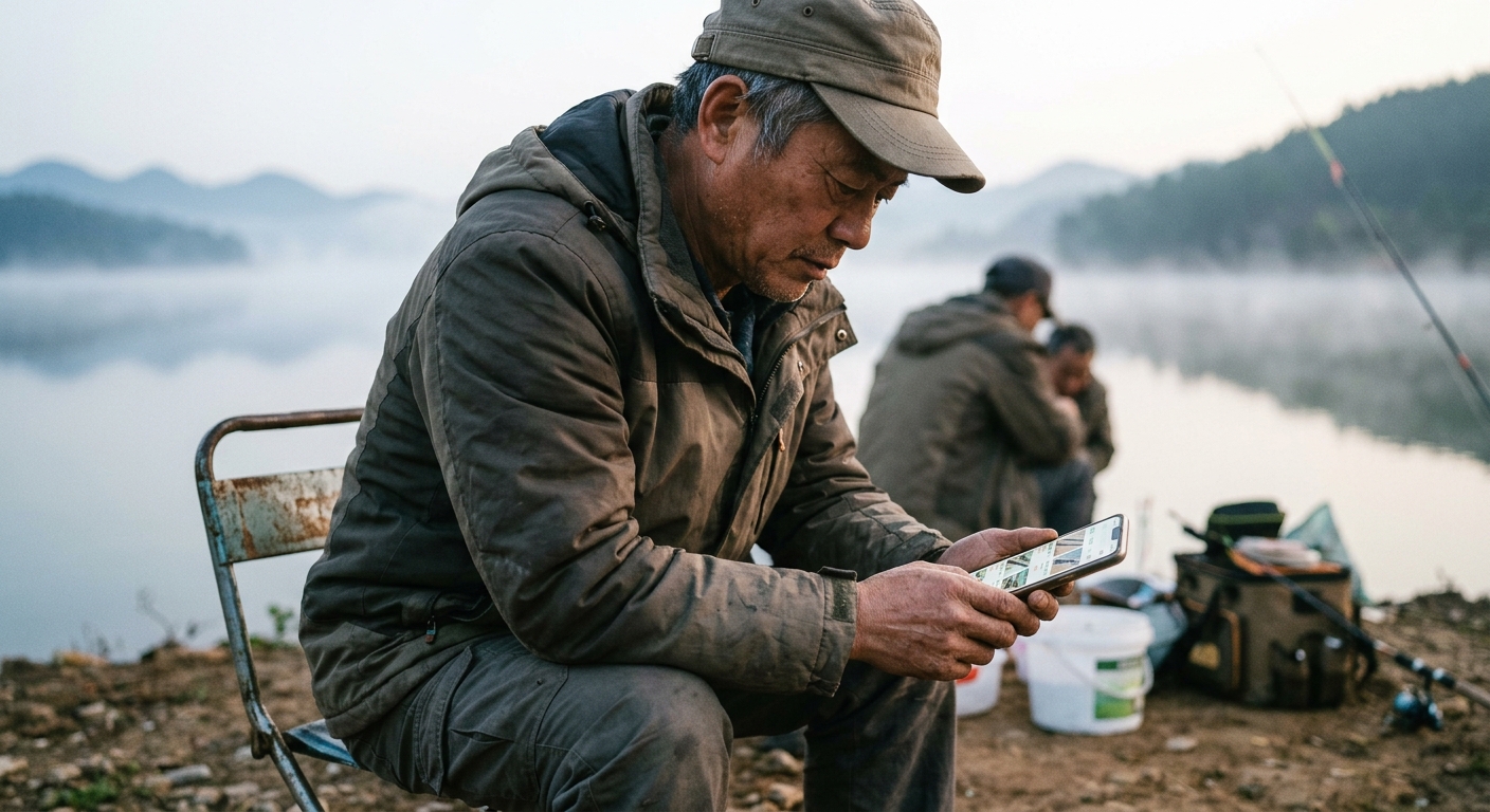 钓鱼场水库边地推实战:向中年钓友推广二手渔具交易平台App