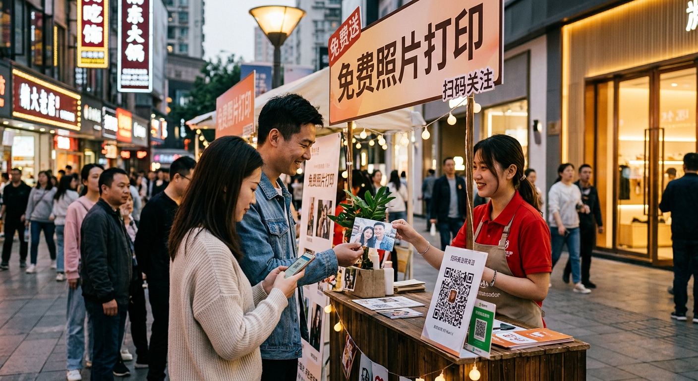 现场打印照片免费送地推：情侣爱拍照心理做社交软件拉新怎么做