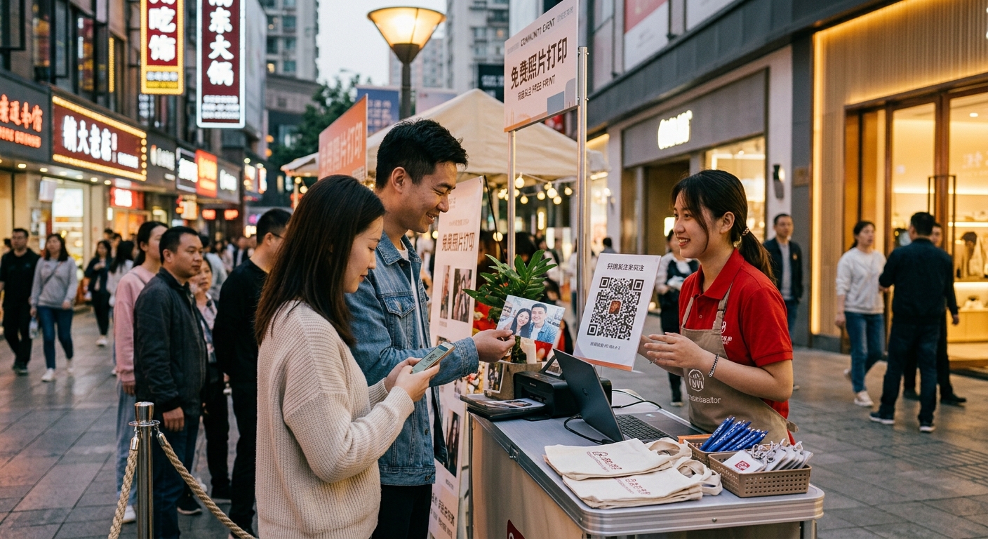 现场打印照片免费送地推：情侣爱拍照心理做社交软件拉新怎么做