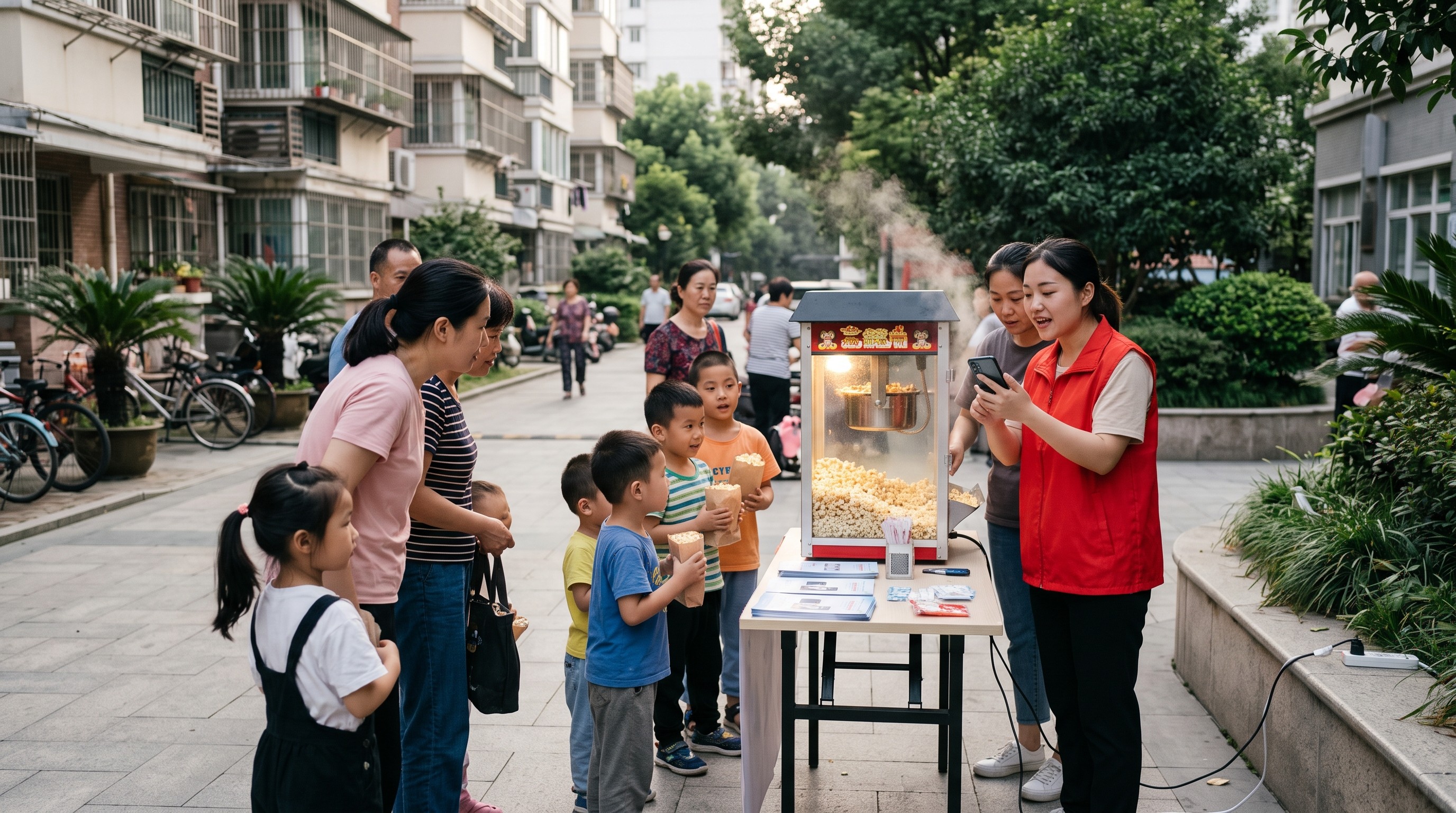 爆米花机现场制作香气地推：靠嗅觉吸引带小孩家庭的全套实战技巧